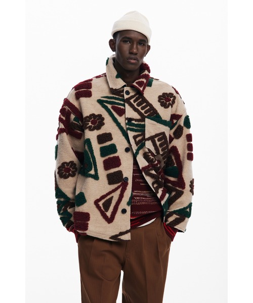 Desigual（デシグアル） ステンカラーコート コート アート柄 ボア