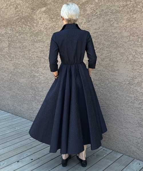 美品 ルネ ジャガード ドレス ワンピース ブロー付 フィットアンド