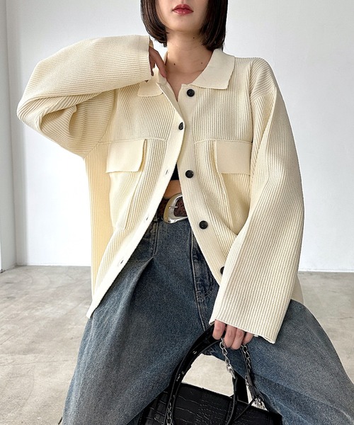 PAGEBOY（ページボーイ） ブルゾン アウター メランジニットブルゾン