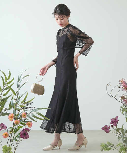 Kana ドレス 3way レースボレロセット フレア パーティー ドレス 2点