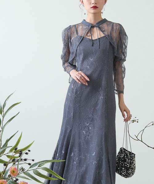 Kana ドレス 3way レースボレロセット フレア パーティー ドレス 2点