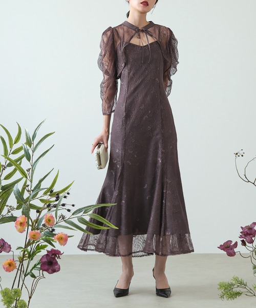 Kana ドレス 3way レースボレロセット フレア パーティー ドレス 2点