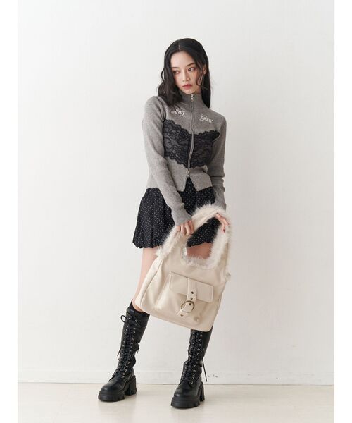 jouetie（ジュエティ） ニット セーター レースドッキングジップニット