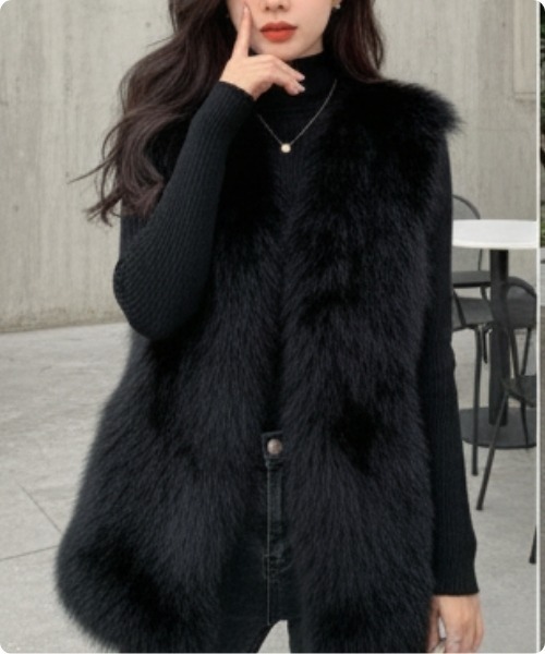 I.O.E ベスト ジレ 「韓国トレンド」ふわもこフェイクファーベスト