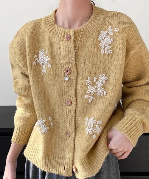 DIAVEL ニット セーター 「限定カラー」金木犀刺繍モヘア風