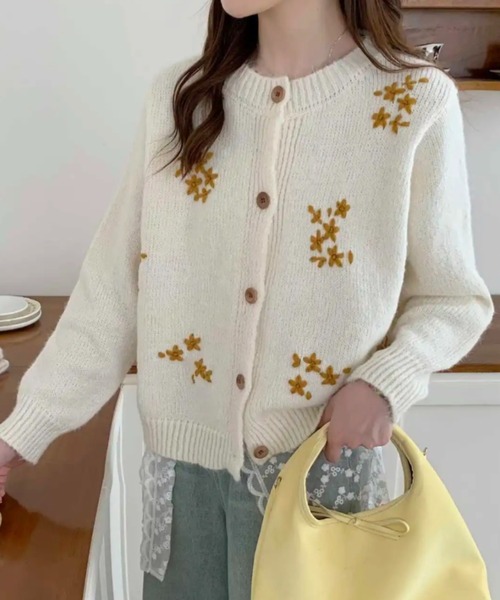 DIAVEL ニット セーター 「限定カラー」金木犀刺繍モヘア風