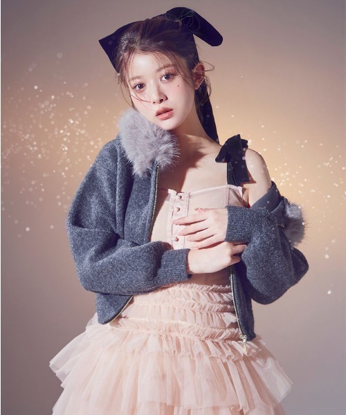 SNIDEL（スナイデル） パーカー Sustainableファー付きニットパーカー