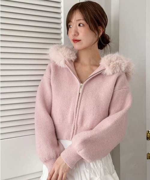 SNIDEL（スナイデル） パーカー Sustainableファー付きニットパーカー