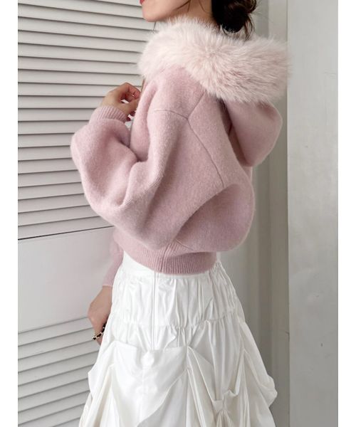 SNIDEL（スナイデル） パーカー Sustainableファー付きニットパーカー