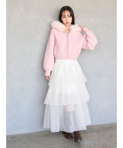 SNIDEL（スナイデル） パーカー Sustainableファー付きニットパーカー