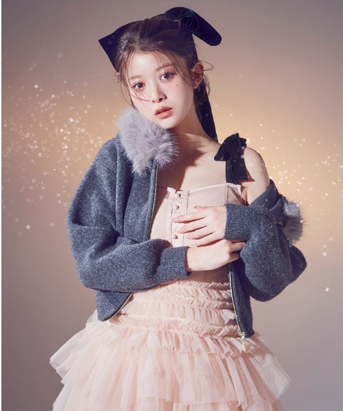 SNIDEL（スナイデル） パーカー Sustainableファー付きニットパーカー