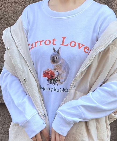 トレーナー スウェット ウサギ オーバーサイズスウェット レディース