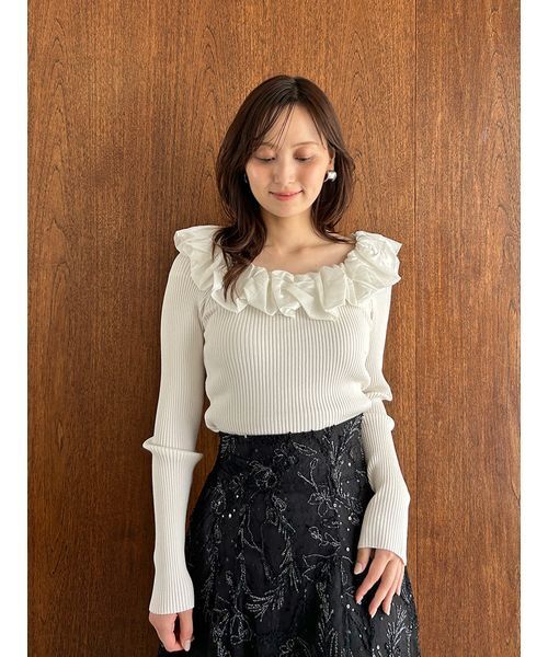 SNIDEL（スナイデル） ニット セーター シアーフリルニットプル