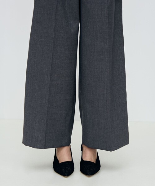 TOMORROWLAND collection スラックス パンツ ラメグレー タックワイド