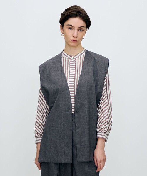 TOMORROWLAND collection ベスト ジレ ラメグレー Vネックジレ