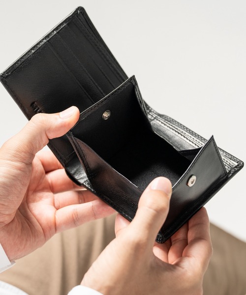 MURA（ムラ） 財布 やぎ革レザー 隠しポケット付 スリム 二つ折り財布