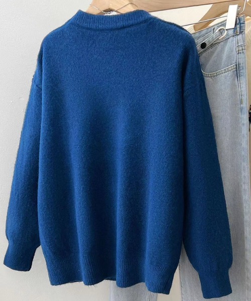 2ly2 ニット セーター クマ刺繍ラウンドネックソフトもちもちセーター