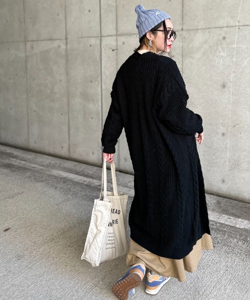 LEONARD FASHION ブラックロングカーディガン 40 LEONARD FASHION