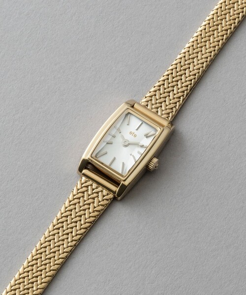 ete（エテ） 腕時計 ダイヤモンド レクタングルフェイス メッシュ