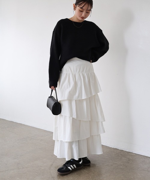 Freesia スカート ランダムフリルティアードロングスカート : ZOZOTOWN