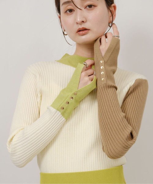 palm RICHE（ポームリシュ） ニット セーター 前後2way カラーブロック