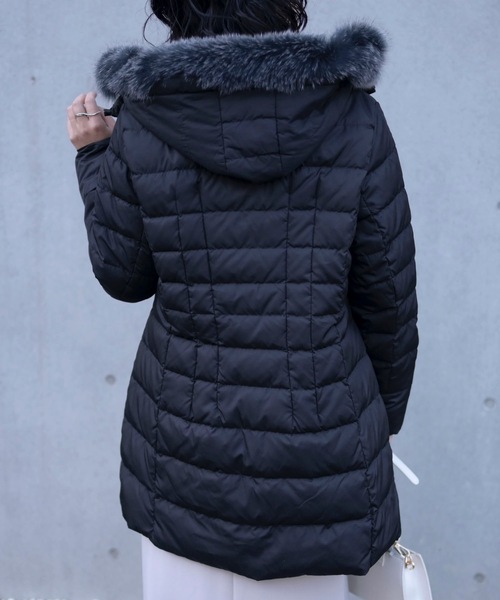 ＆HALF ダウンコート ダウンジャケット ミドル丈ファー付き2WAYダウン