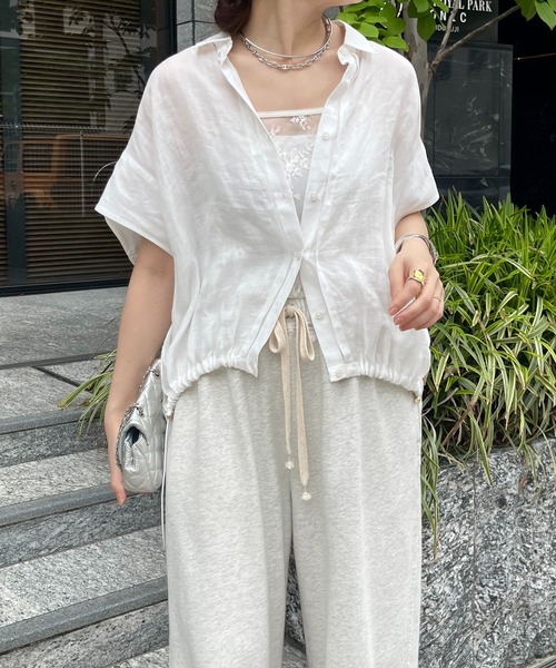 DouDou（ドゥドゥ） ブラウス シャツ リネンドロストフレンチシャツ