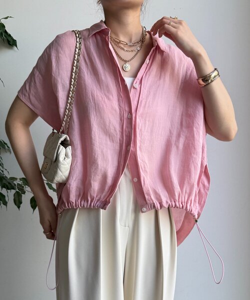 DouDou（ドゥドゥ） ブラウス シャツ リネンドロストフレンチシャツ