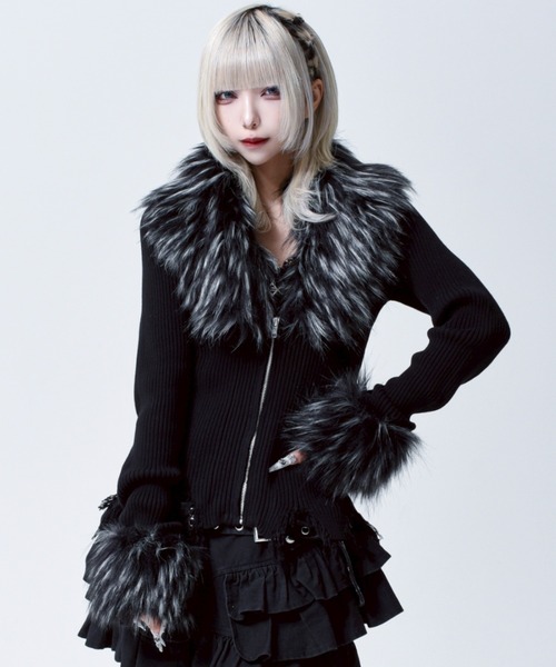 REFLEM（レフレム） カーディガン 「REFLEM/レフレム」ファー付きZIP