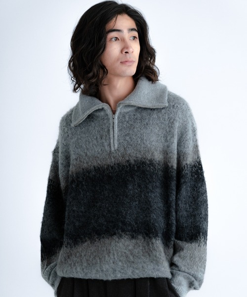 SINSS セーター ニット Wool blend gradation zip knit / ウール
