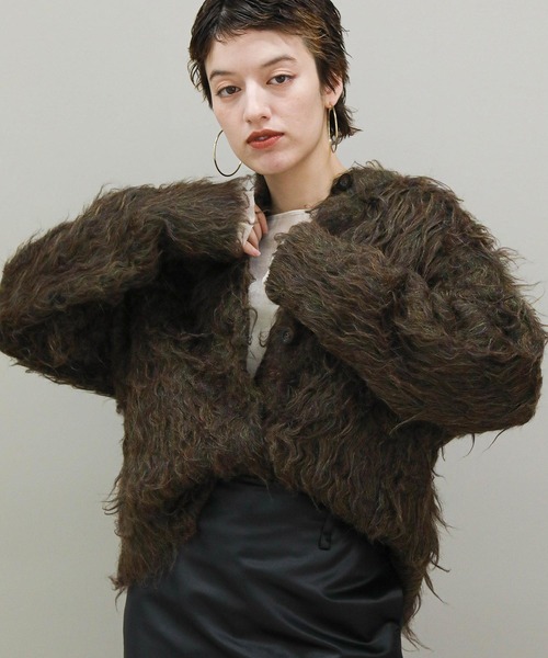 The rejoice カーディガン 2wayシャギーカーデ レディース