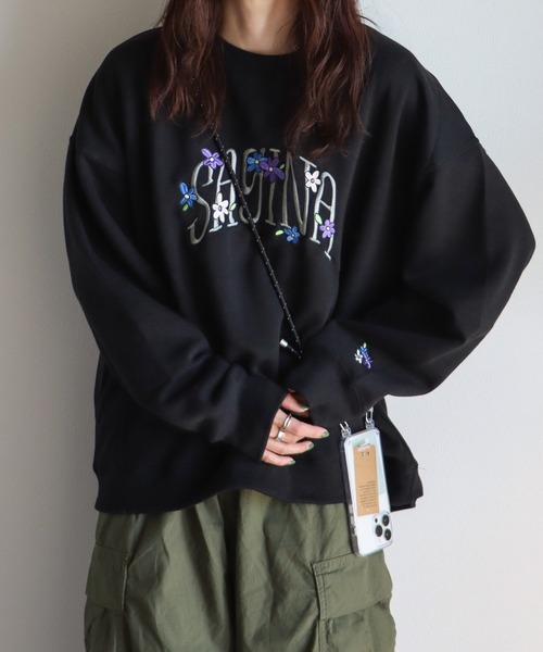 トレーナー スウェット サガラ刺繍ワッペンロゴスウェット レディース