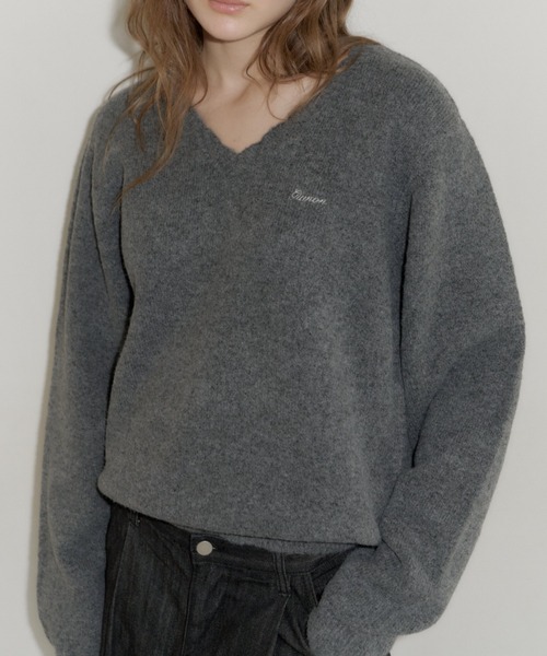 GIUNON ニット セーター loose scallop v-neck knit / ルーズ