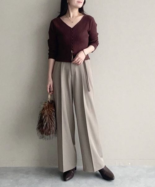 mysty woman（ミスティウーマン） スラックス パンツ ベルトツキ