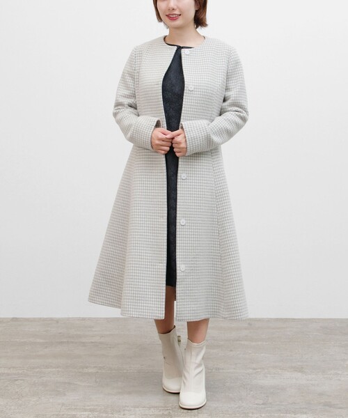 TOCCA（トッカ） ノーカラーコート コート RHYTHMIC PACE 千鳥柄コート