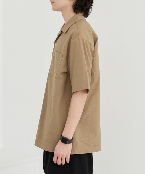 coen（コーエン） シャツ エンボス加工ビンテージライクオープンカラー