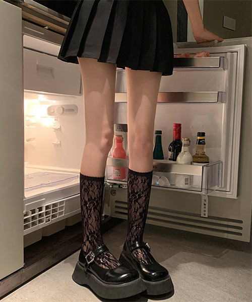 c.u.l タイツ 総レース ひざ下丈 フラワーソックス cula552 レディース