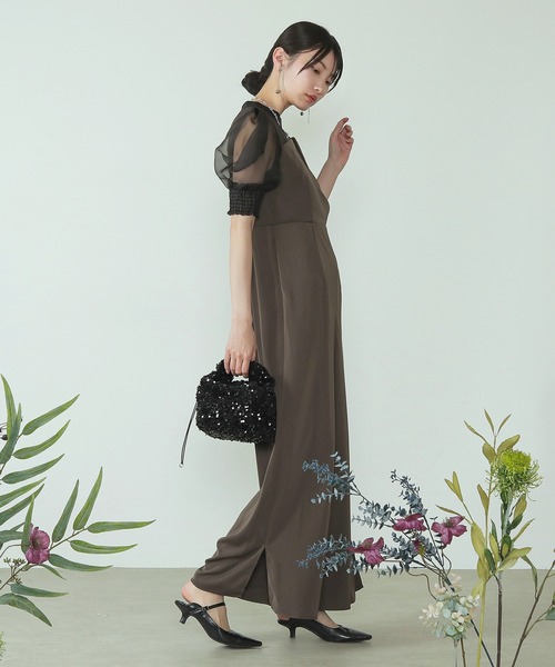 Kana パンツドレス シアーボックススリーブ ビスチェ パンツドレス