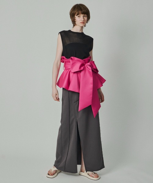 LA ラベルエチュード サークルフレアボリュームベルト ブラック BELLE