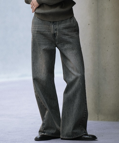 WYM LIDNM ジーンズ CURVED FLARE DENIM SLACKS メンズ レディース