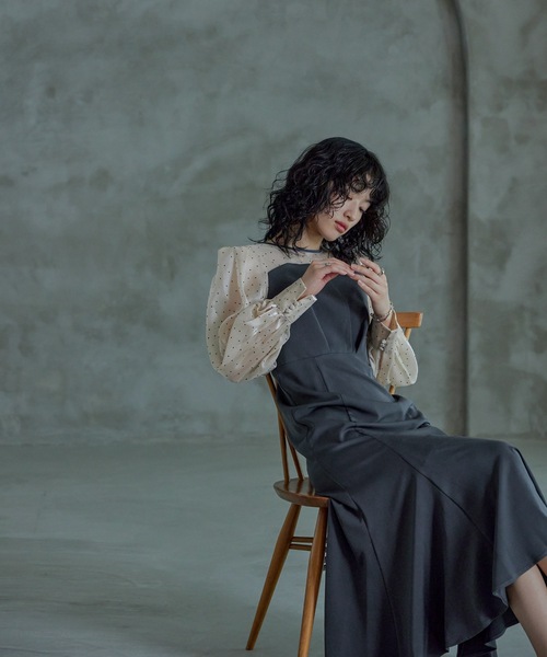 niana（ニアナ） ドレス マーメイドドットスリーブロングワンピース