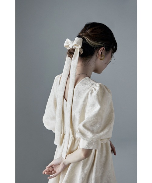 etoll.（エトル） ドレス ジャガードパフスリーブドレス : ZOZOTOWN