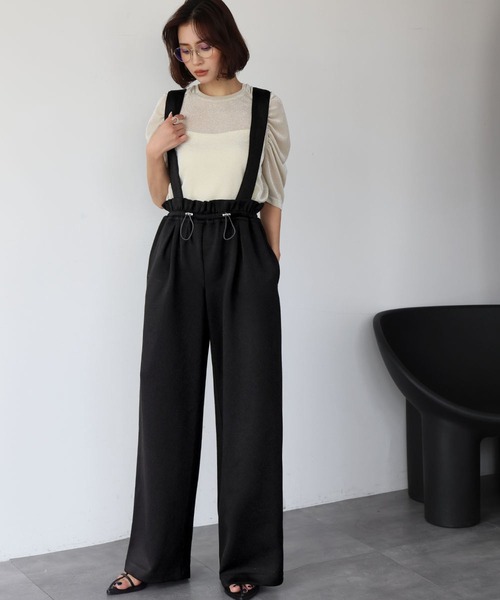 ELFRANK サロペット オーバーオール サスペンダー付きドロストハイ