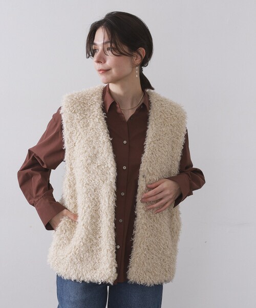 OPAQUE.CLIP（オペークドットクリップ） ベスト ジレ カーリーフェイク