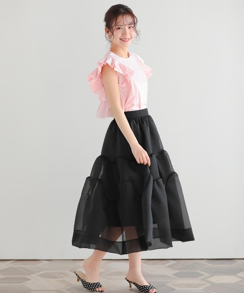 Fit more（フィットモア） スカート クリンクルシアーオーガンジー