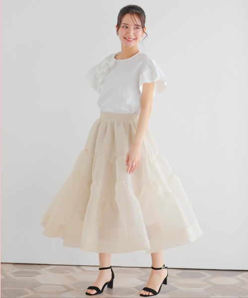 Fit more（フィットモア） スカート クリンクルシアーオーガンジー