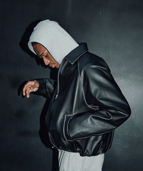 CONZ ブルゾン アウター BALOON ZIP UP JACKET FAUX LEATHER メンズ