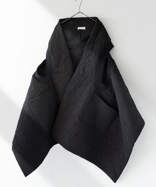 antiqua（アンティカ） ベスト ジレ ピーチスキンキルティングロング丈