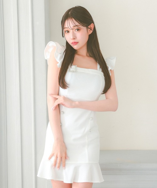 Tika（ティカ） ドレス キャバドレス ミニ タイト ノースリーブ フリル