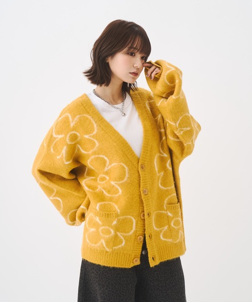 Remember. カーディガン フラワーシャギーカーディガン メンズ